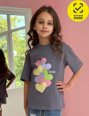 Футболка - 120005C-29 Футболка для девочки (Антрацит) Футболка - 120005C-29 Футболка для девочки (Антрацит)