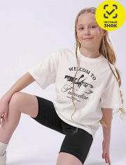 Футболка - CLE Футболка для девочки 857068кд_п (молочный) Футболка - CLE Футболка для девочки 857068кд_п (молочный)